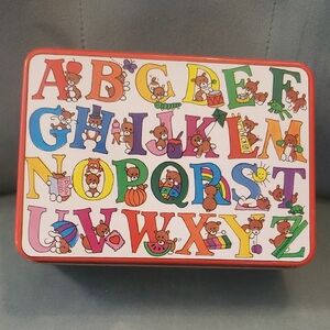 Vintage 60's Alphabet Tin Can